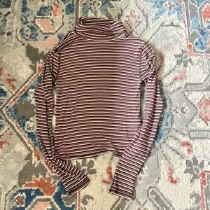 BDG Red and White Striped Long Sleeve Top
